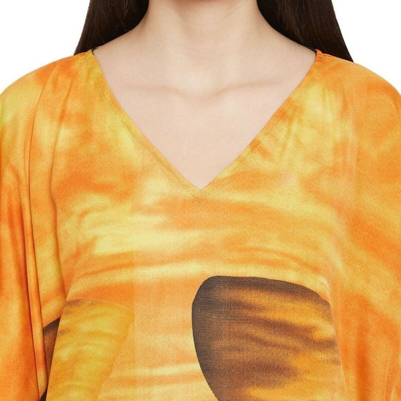 Gypsie Blu Yellow Lady Tribal Long Caftans Dress Kimono Sleeve for Evening Wear - Picture 6 of 8